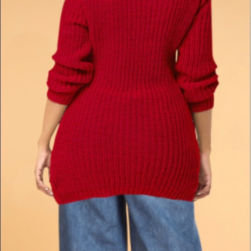 BANDAGE DESIGN RED SWEATER NWOT - Picture 2 of 9